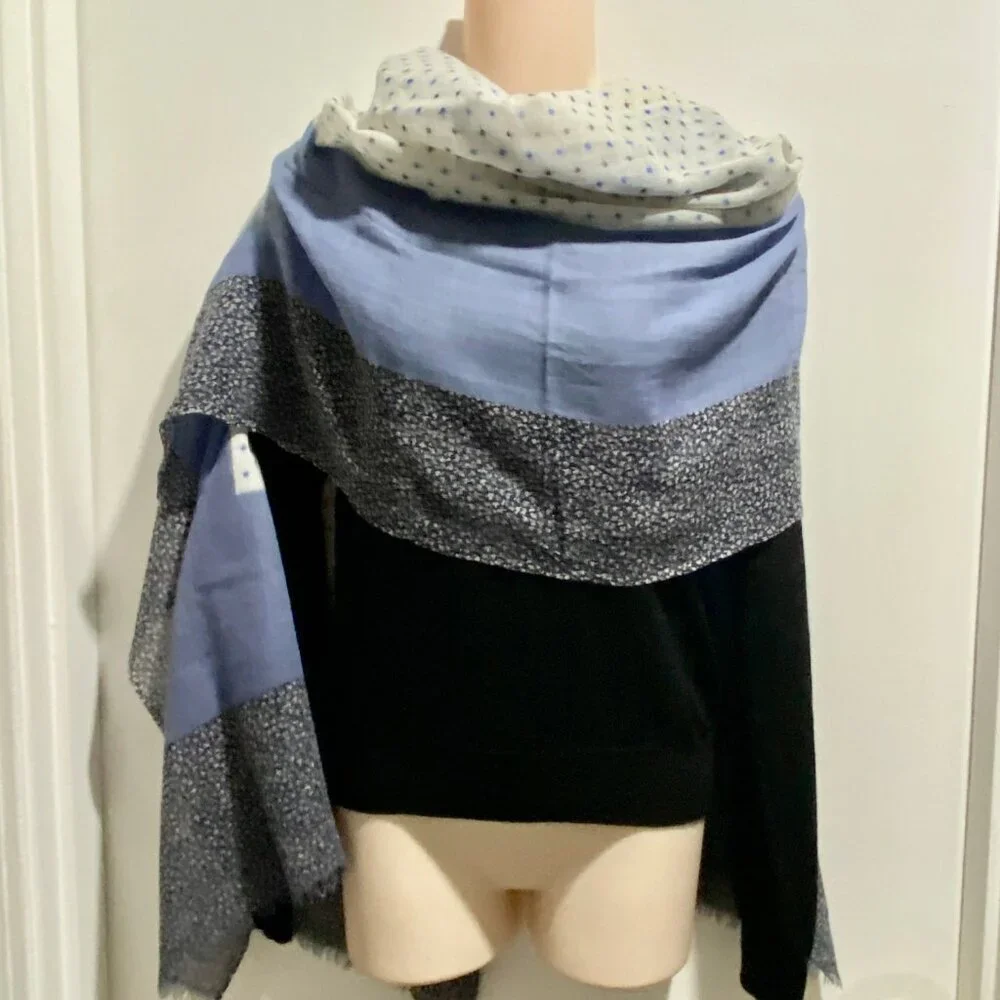 Wool Whimsigoth Fairy Boho Polka Dot Wrap Shawl  74” X 32